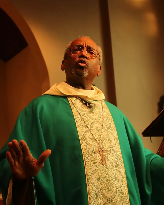 Bishop Michael Curry preaching in church